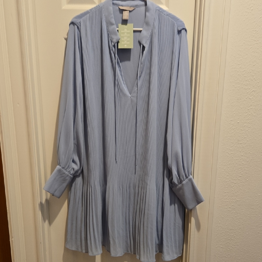 H&M Soft Blue Pleated Dress NWT